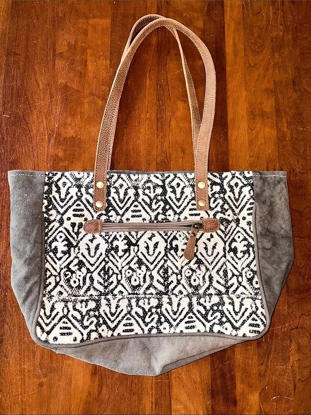 Myra Bag tote Geometric in White & Gray
